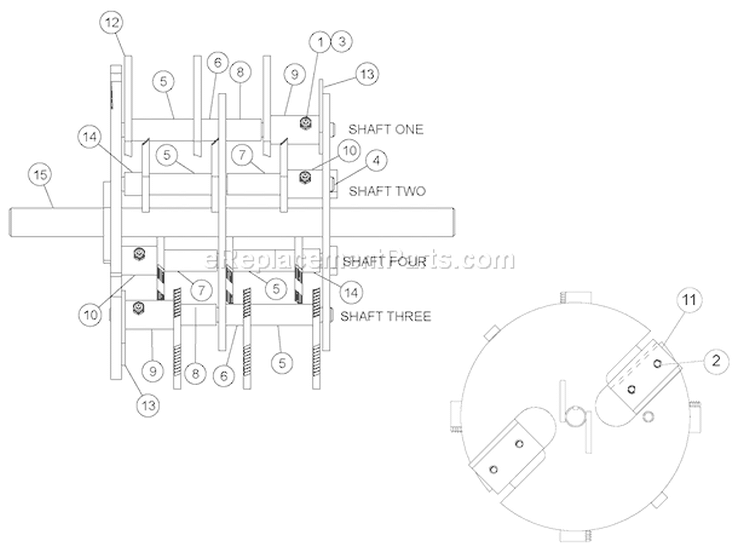 Rotor Diagram and Parts List for 70080 Bear Cat Chipper Shredder